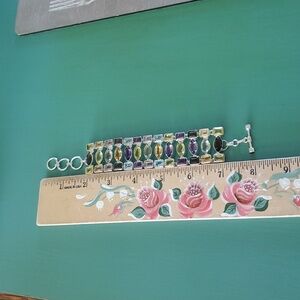 Elegant  And Unusual Silver And Multicolor Gemstone Bracelet